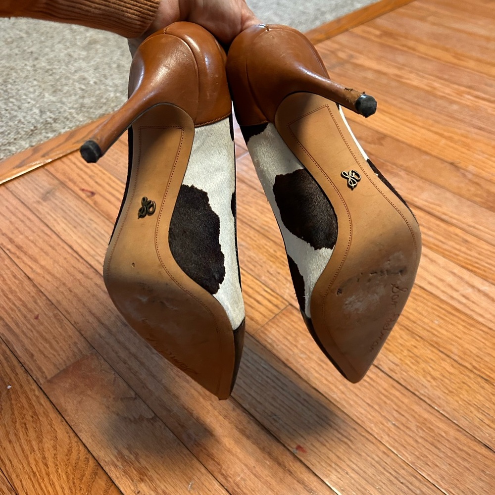 Sam Edelman Two-Tone Black, White & Brown Pointed-Toe Heels - Picture 5 of 8